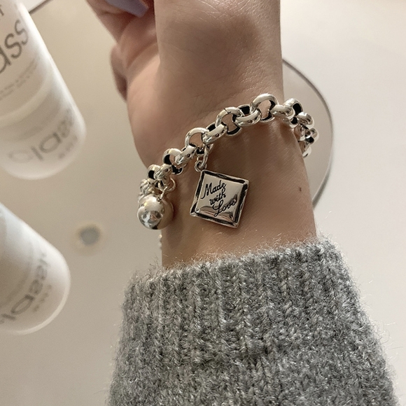 Jewelry - NEW 925 STERLING SILVER ENGLISH SQUARE BRACELET
